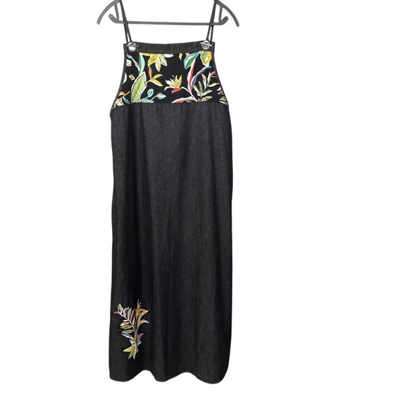 Koos of Course Charcoal Denim Jumper Dress Sz Medium Boho Art to Wear - Picture 9 of 11